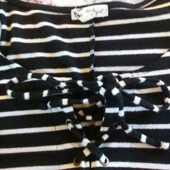 Pinstripe Black White Long Sleeve Flare Dress Size M - Picture 2 of 5